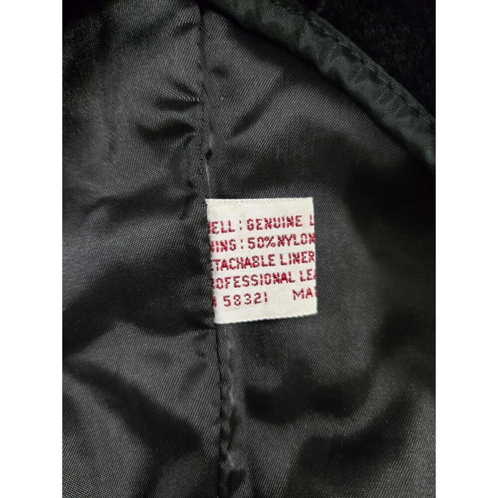 Vintage Chessking Black Leather Jacket Mens Size 42 satin lining - Picture 5 of 9